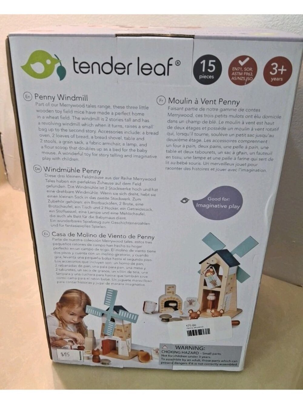 Tender Leaf Penny Windmill -Love Wood & Play, Mouse Charactors - Picture 3 of 5